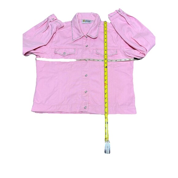 Vintage Christine Alexander Denim Jacket Pink Rhinestones Swarovski Crystals M - Picture 6 of 8